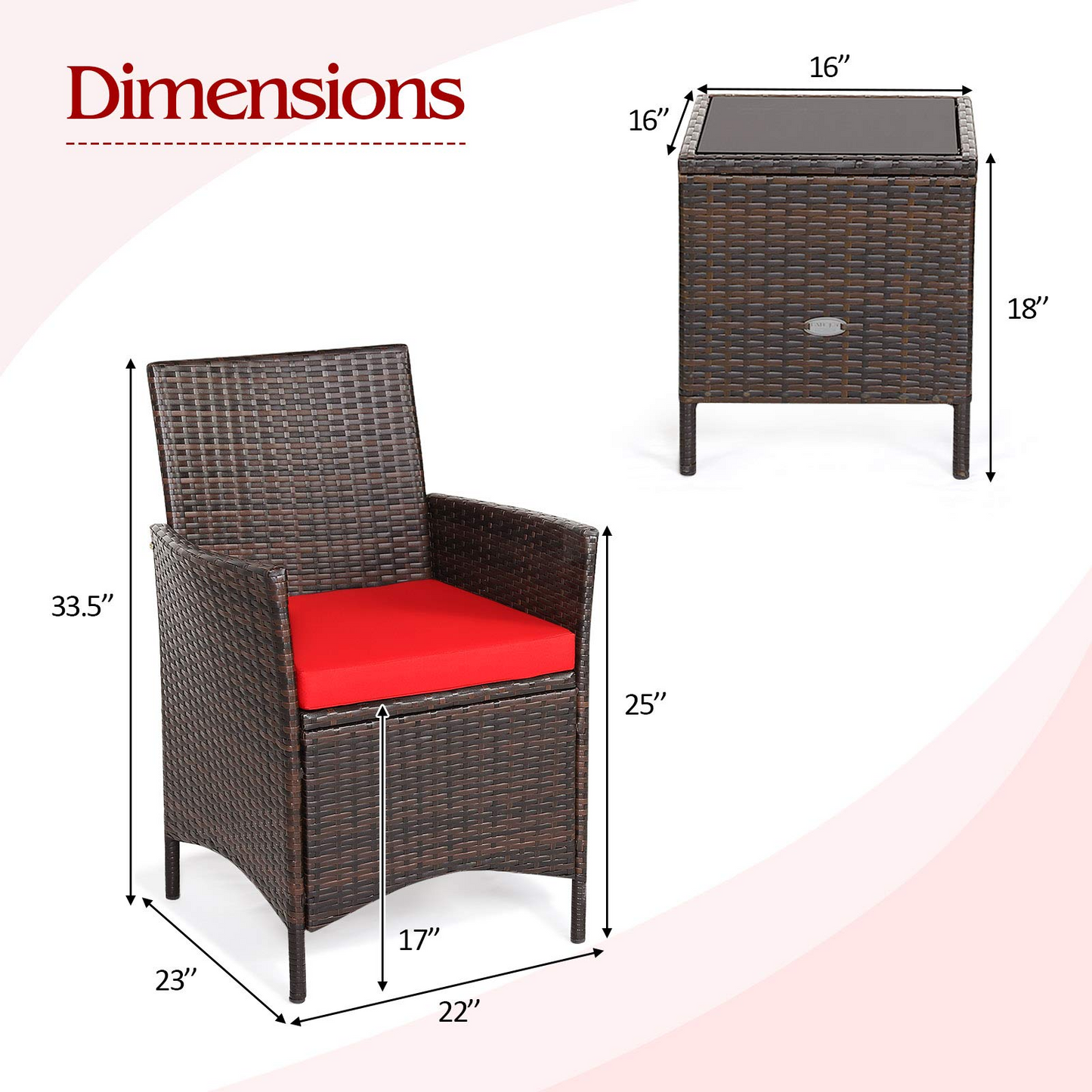 Tangkula 3-Piece Patio Conversation Set