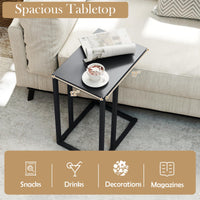 Tangkula C Shaped Side Table for Living Room Bedroom Patio Balcony