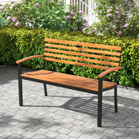 Banc d'extérieur Tangkula, causeuse de patio en bois d'acacia avec dossier et accoudoirs