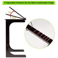 Bamboo TV Tray Sofa Side Table, 7 Angles Adjustable Couch Table