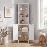 Tangkula Corner Bathroom Floor Cabinet 68" Tall Storage Cabinet