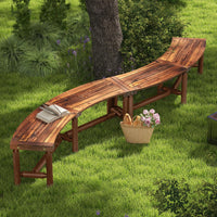 Tangkula Banc Courbé de Patio, Banc de Foyer en Bois Massif, Causeuse d'Extérieur sans Dossier