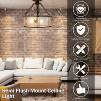 Plafonnier Tangkula Semi Flush Mount, plafonnier 3 lumières avec abat-jour en verre bullé