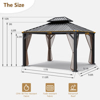 Tangkula 2-Tier Outdoor Gazebo w/Double Vented Roof & Central Hook