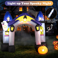 Tangkula 10 FT Halloween Lighted Inflatable Haunted House Castle Archway