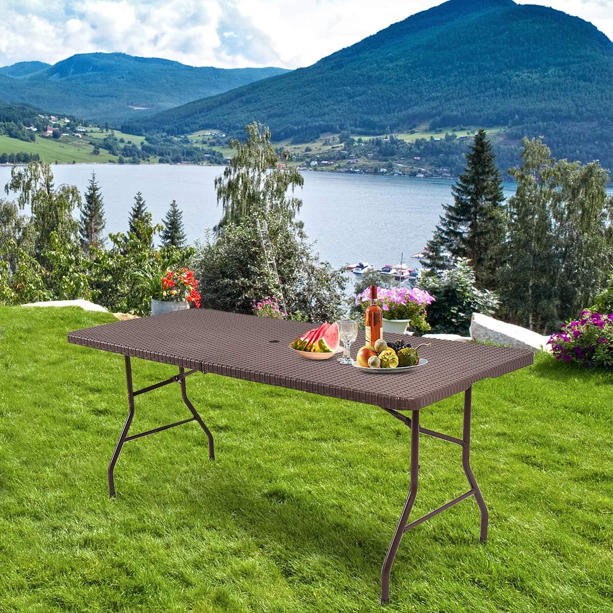 TANGKULA 6' Folding Table with Carrying Handle