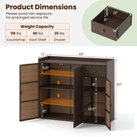 Tangkula Rattan Outdoor Storage Cabinet for Patio Garden Poolside