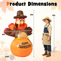 Tangkula 6 ft Happy Thanksgiving Inflatable Turkey Yard Decoration