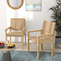 Tangkula Patio Dining Chairs w/Paper Rope Woven Seat