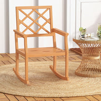 Tangkula Teak Wood Rocking Chair, Oversized Porch Rocker with Backrest and Slatted Seat(1/2, 30 x 23 x 35 Inch)