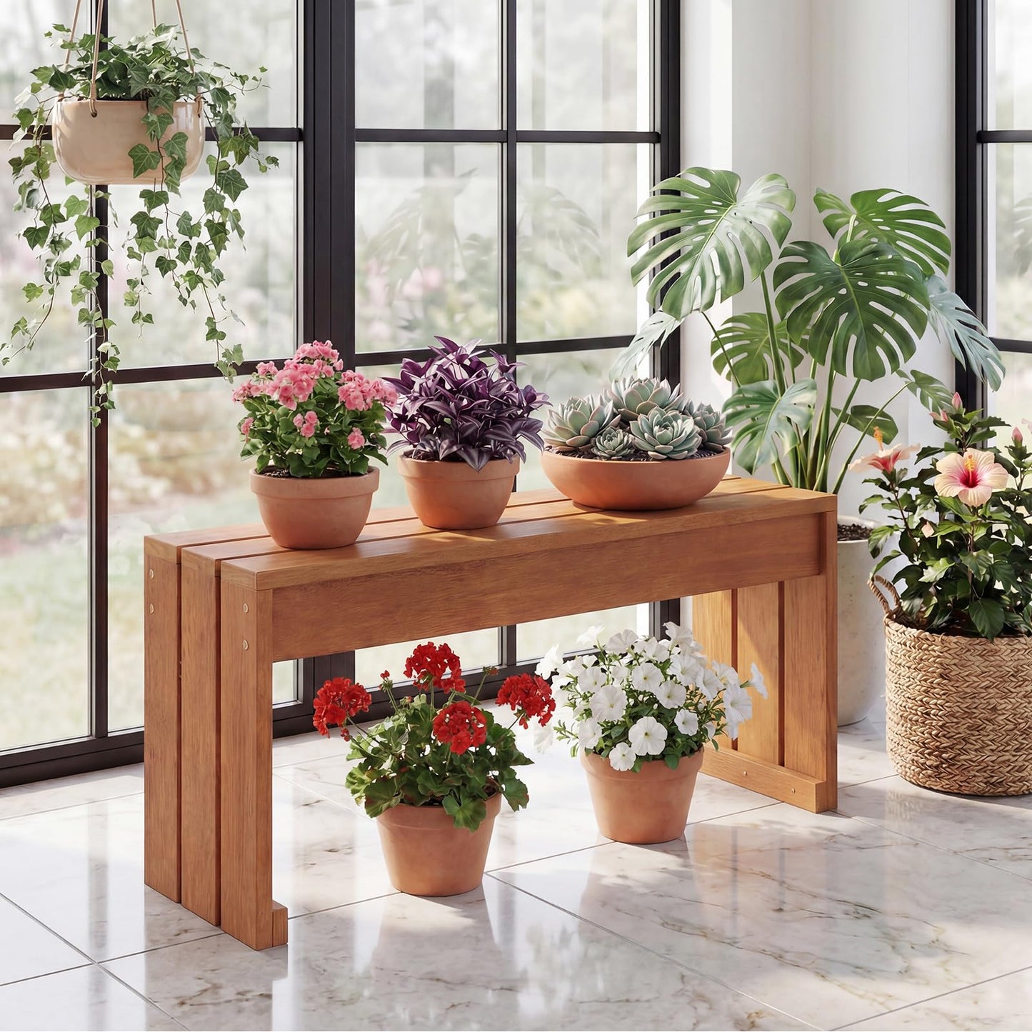 Tangkula 2-Person Wood Outdoor Garden Bench 440 LBS Weight Capacity (1/2)