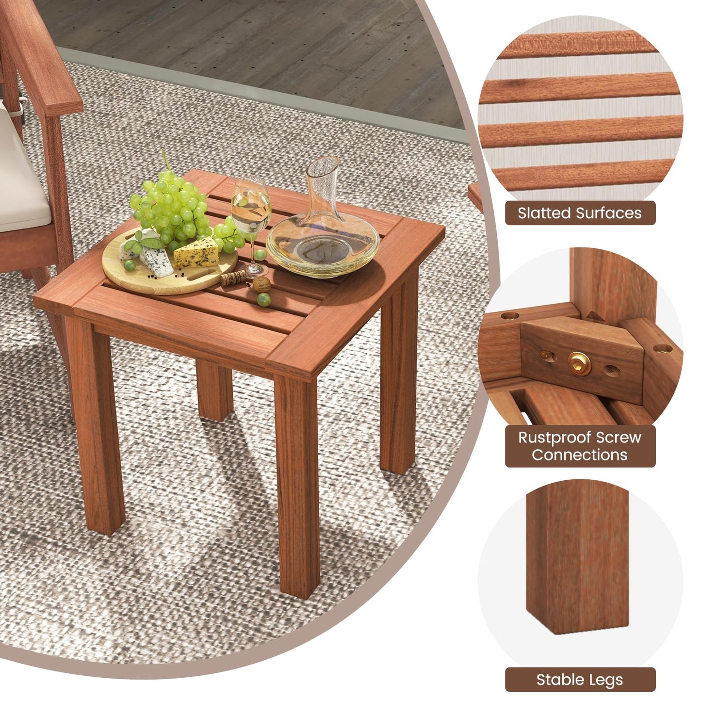Tangkula 3-Piece Patio Furniture Set, Outdoor Bistro Set w/2 Seat Cushions, Coffee Table