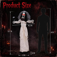 Tangkula 5.7 FT Halloween Standing Animatronics Ghost Bride with Flower