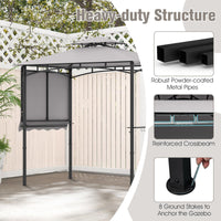 Tangkula 10.5x5 FT Grill Gazebo with Side Awning, 2-Tier Barbecue Gazebo with 2 Shelves, 12 Hanging Hooks