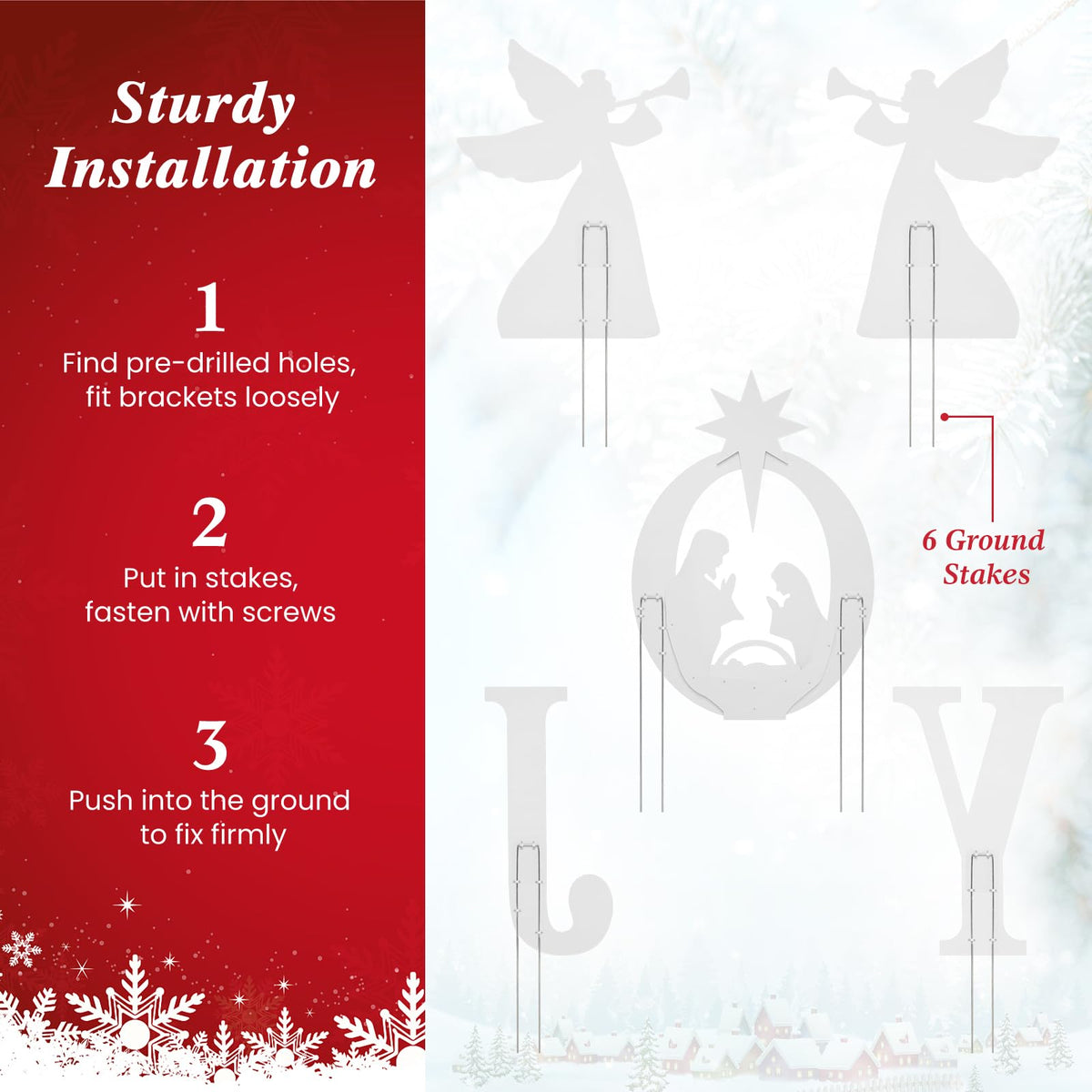Tangkula 5 Pieces Outdoor Christmas Joy & Angels Nativity Yard Signs Set