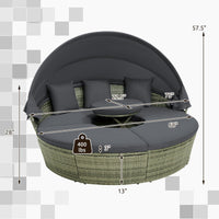 Tangkula Patio Round Daybed with Retractable Canopy