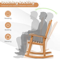 Tangkula Outdoor Patio Wood Rocking Chair for Porch Garden Backyard