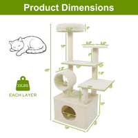 Tangkula Arbre à chat multi-niveaux de 122 cm avec grande niche et 3 plateformes de saut