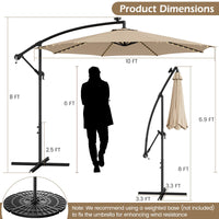 TANGKULA 10FT Solar Offset Umbrella, Tilted Cantilever Hanging Umbrella with 112 LED Lights