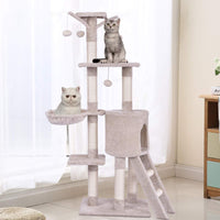 Tangkula 56-inch Cat Tree, Multi-Level Cat Tower Condo with Cat Scratching Post and Ladder