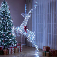Tangkula 7.3 FT Christmas Lighted Iridescent Leaping Reindeer