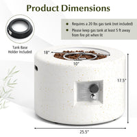 Tangkula Propane Fire Pit Table, 25.5” Round Terrazzo Gas Fire Pit, Protective Cover & Tank Seat Included, 40,000 BTU Smokeless Fire Pit
