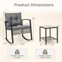 Tangkula 3-Piece Outdoor Rocking Chair Set for Garden