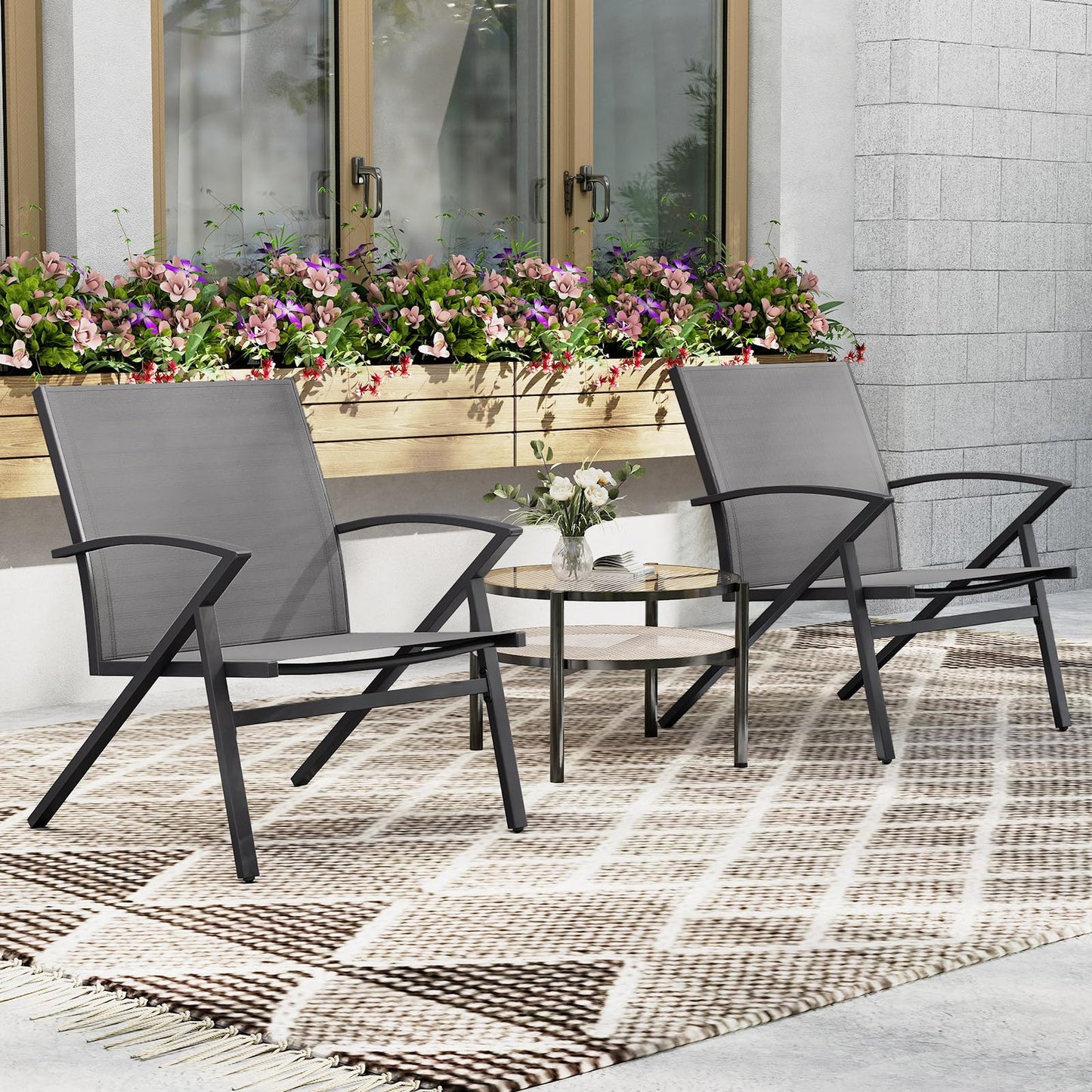 Tangkula Chaise de patio, lot de 2 ou 4, avec cadre en métal robuste