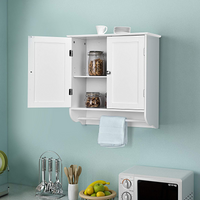 Tangkula Bathroom Cabinet Wall Mounted, Bathroom Medicine Cabinet with Towel Bar & Double Door & Adjustable Shelf