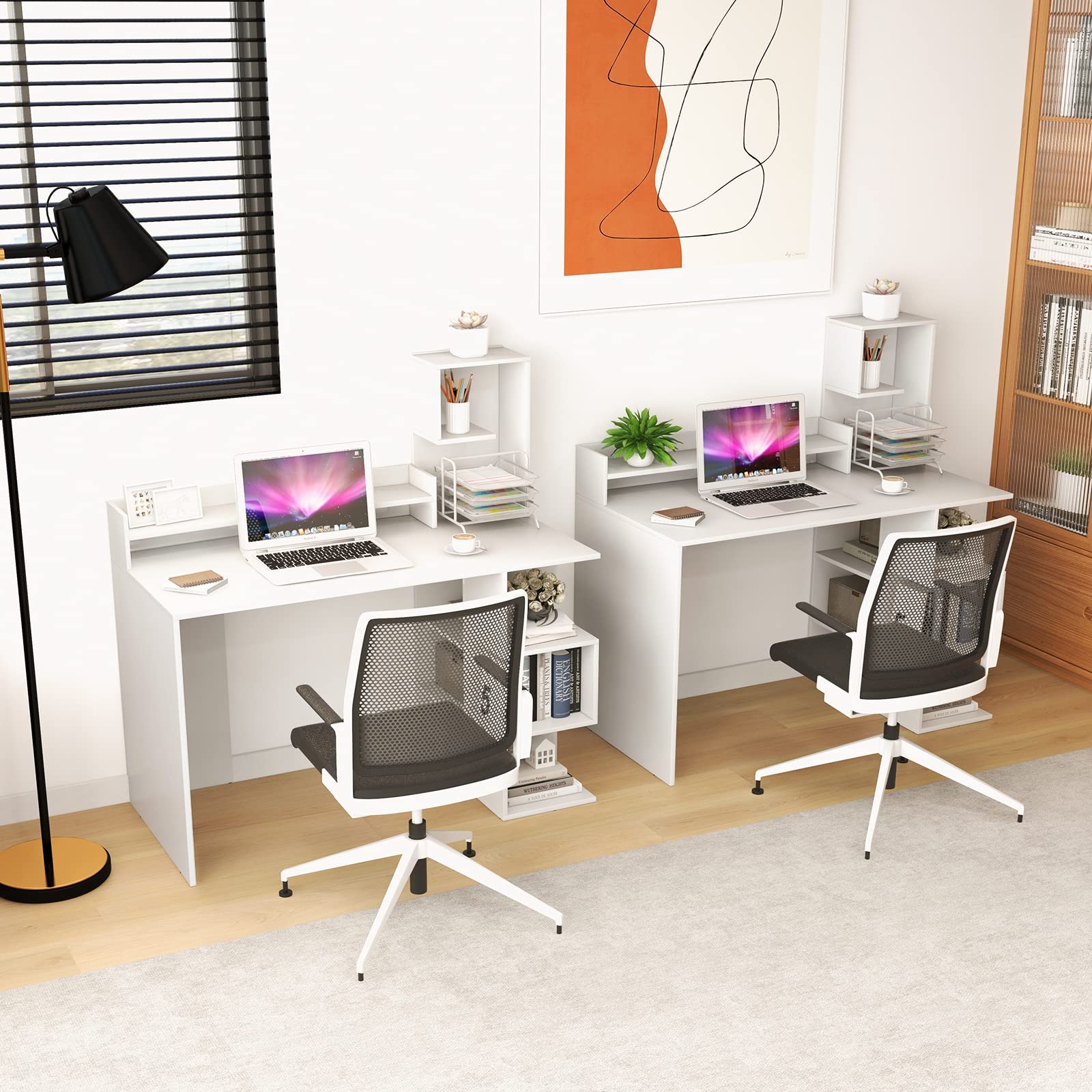 Computer Desk with Storage Bookshelf & Hutch - Tangkula