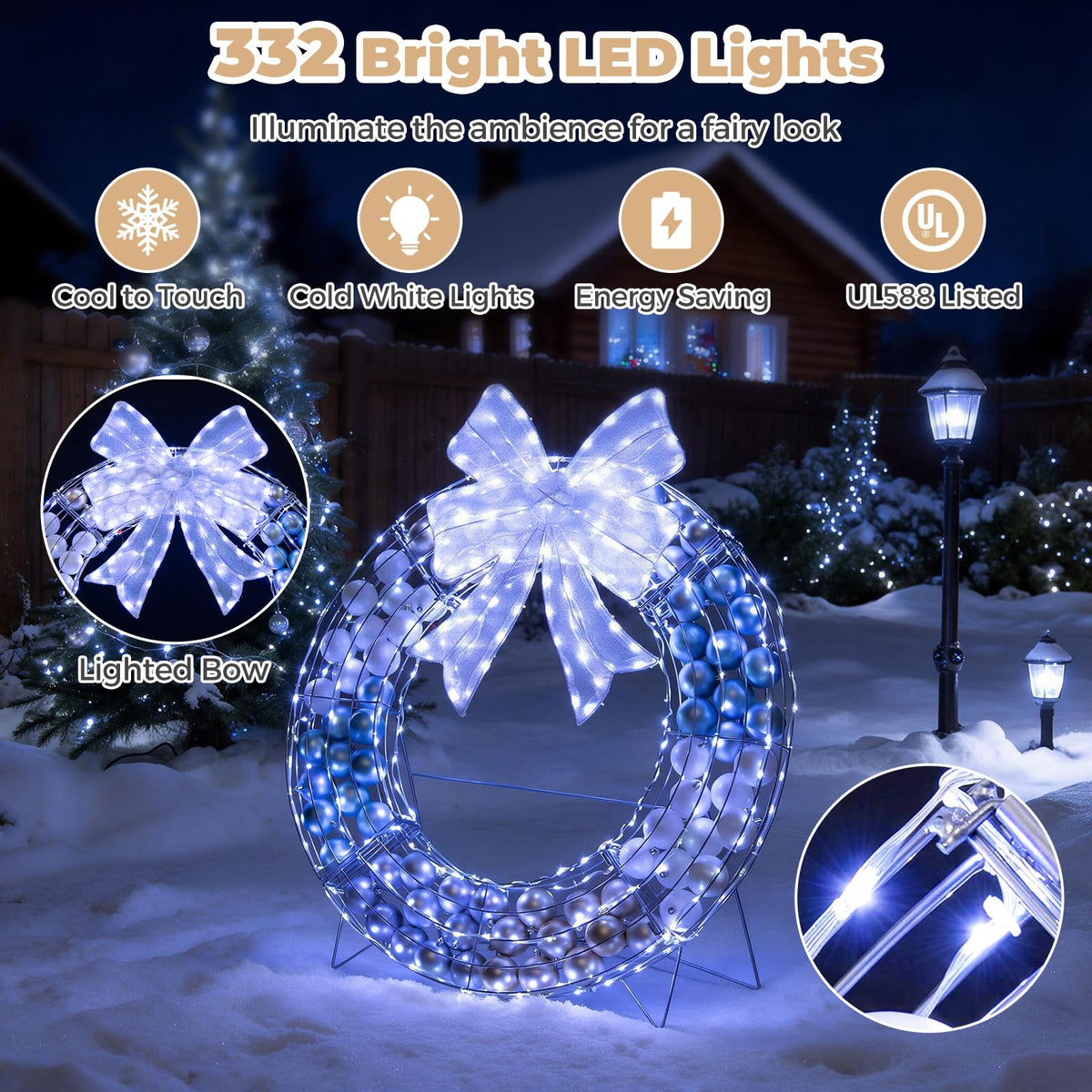 Tangkula 36" Lighted Christmas Wreath Decoration