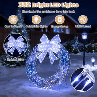 Tangkula 36" Lighted Christmas Wreath Decoration
