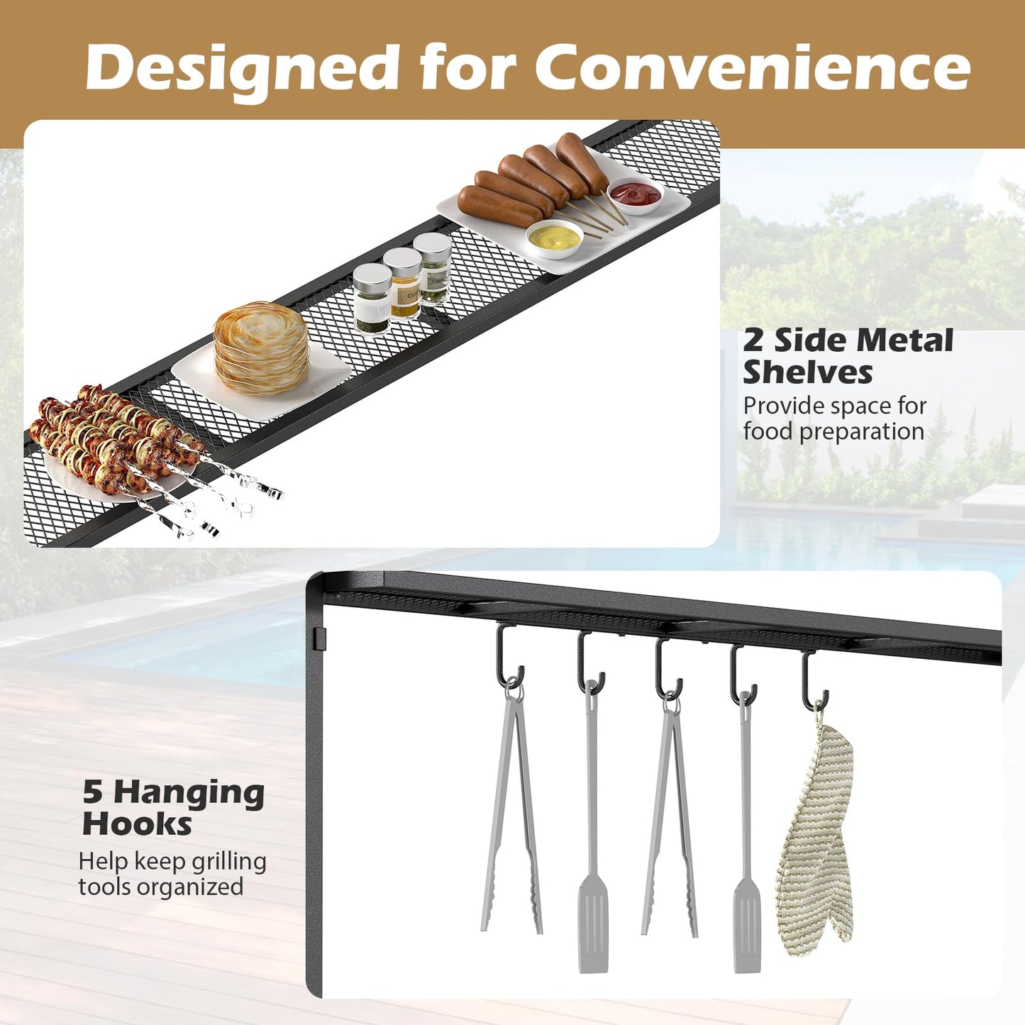 Tangkula 8 x 5 FT Grill Gazebo with 2 Metal Shelves
