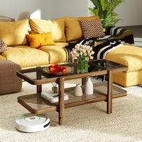 Tangkula Rattan Coffee Table 47.5”L Boho Cocktail Tables
