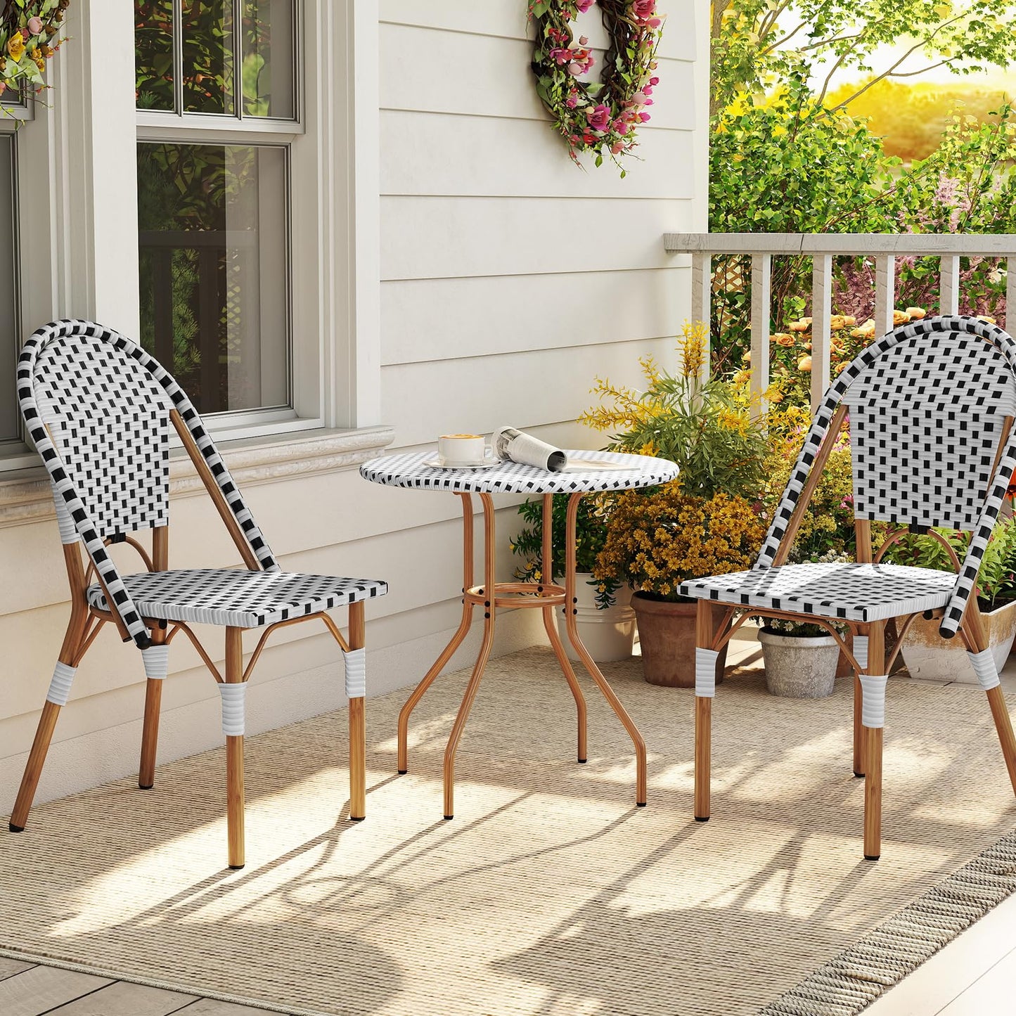 Tangkula 27.5" Outdoor Bistro Table with Heavy Duty Metal Frame and Adjustable Foot Pads
