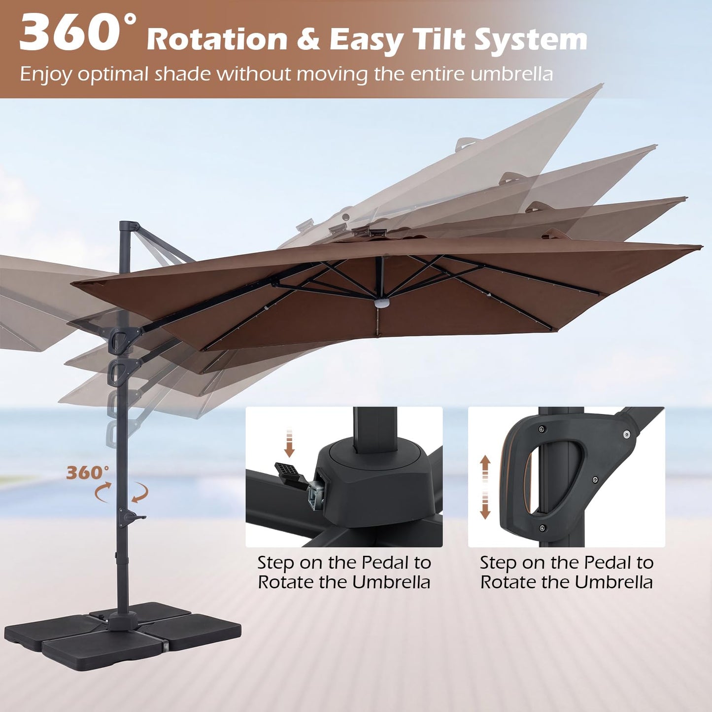 Tangkula 10ft Patio Umbrella with Solar Lights