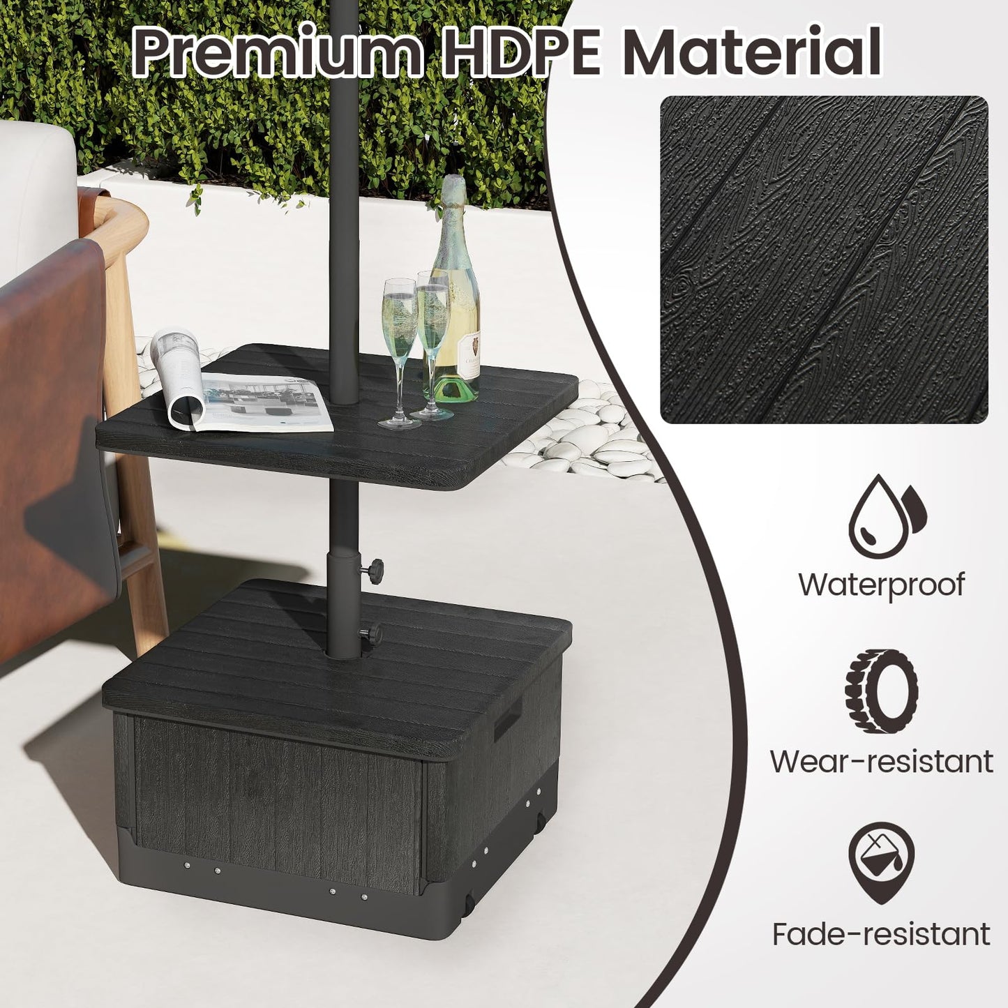 Tangkula 3-in-1 Patio Umbrella Base 175 LBS Moveable Umbrella Stand