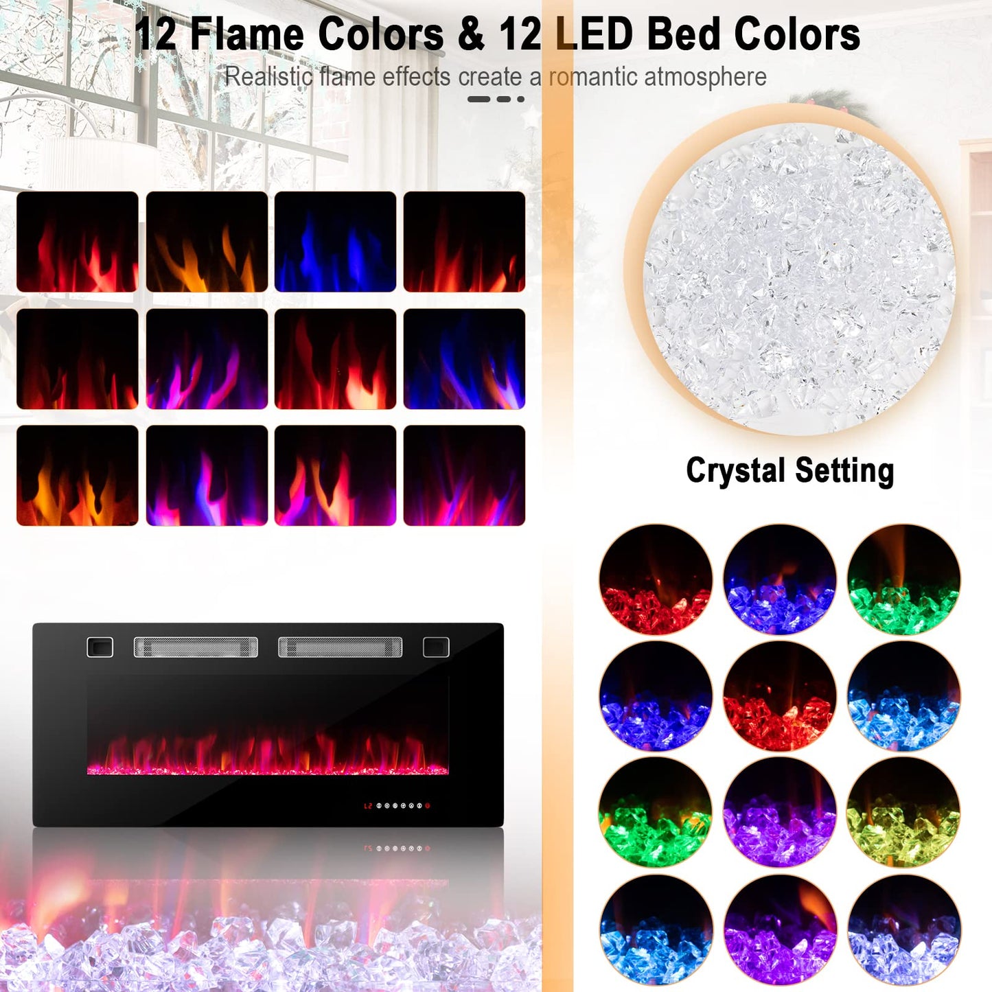 Tangkula Electric Fireplace Insert（42 inches/50 inches/72 inches）