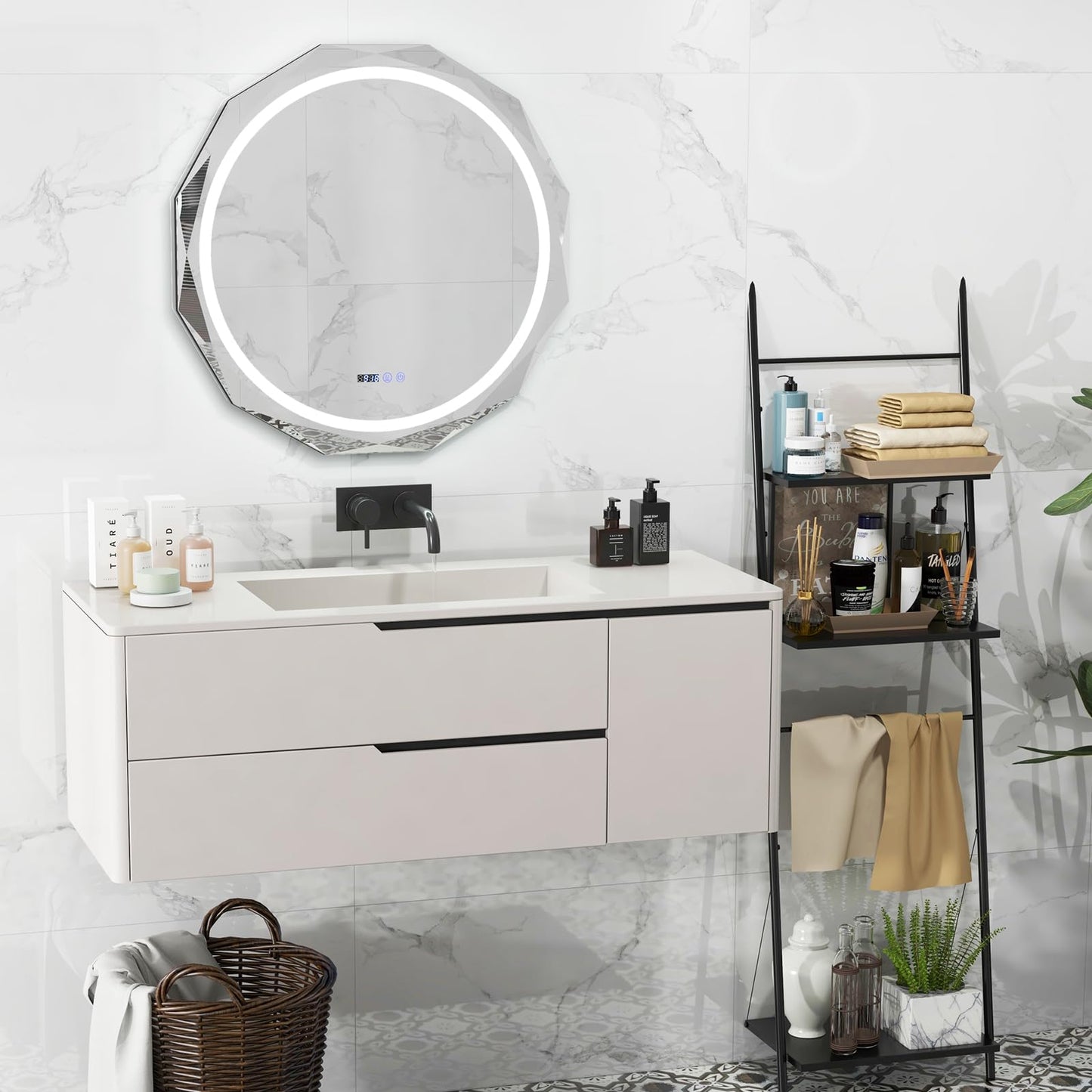 Miroir de salle de bain LED anti-buée Tangkula