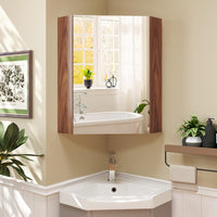 Tangkula Corner Medicine Cabinet with Mirror, 23.5" Wall Mounted Storage Cabinet Organizer with Left/Right Open Mirror Door & Adjustable Shelf