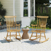 Tangkula Patio Rocking Chair Solid Wood with Rubber Wood Frame