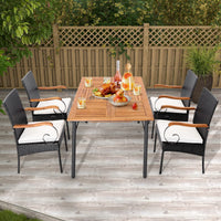 Ensemble de 2 chaises de jardin en rotin PE avec coussins souples zippés, cadre en métal robuste et osier toutes saisons