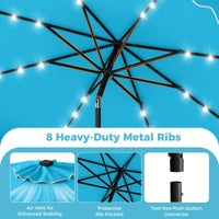 Tangkula 9 FT/10 FT Solar Patio Umbrella with Base Included 32 LED Lights
