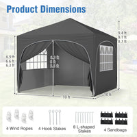 Tangkula 10x10Ft Pop up Canopy with 4 Sidewalls