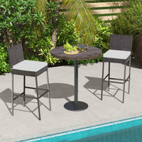 Tangkula Set of 2 Patio Wicker Barstools, Outdoor Bar Height Chair