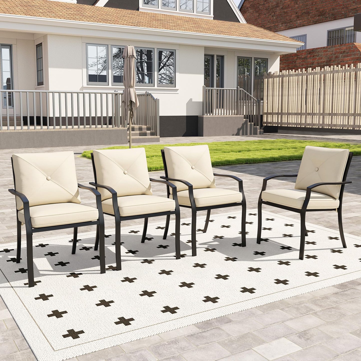 Tangkula Metal Outdoor Dining Chair Set of 2