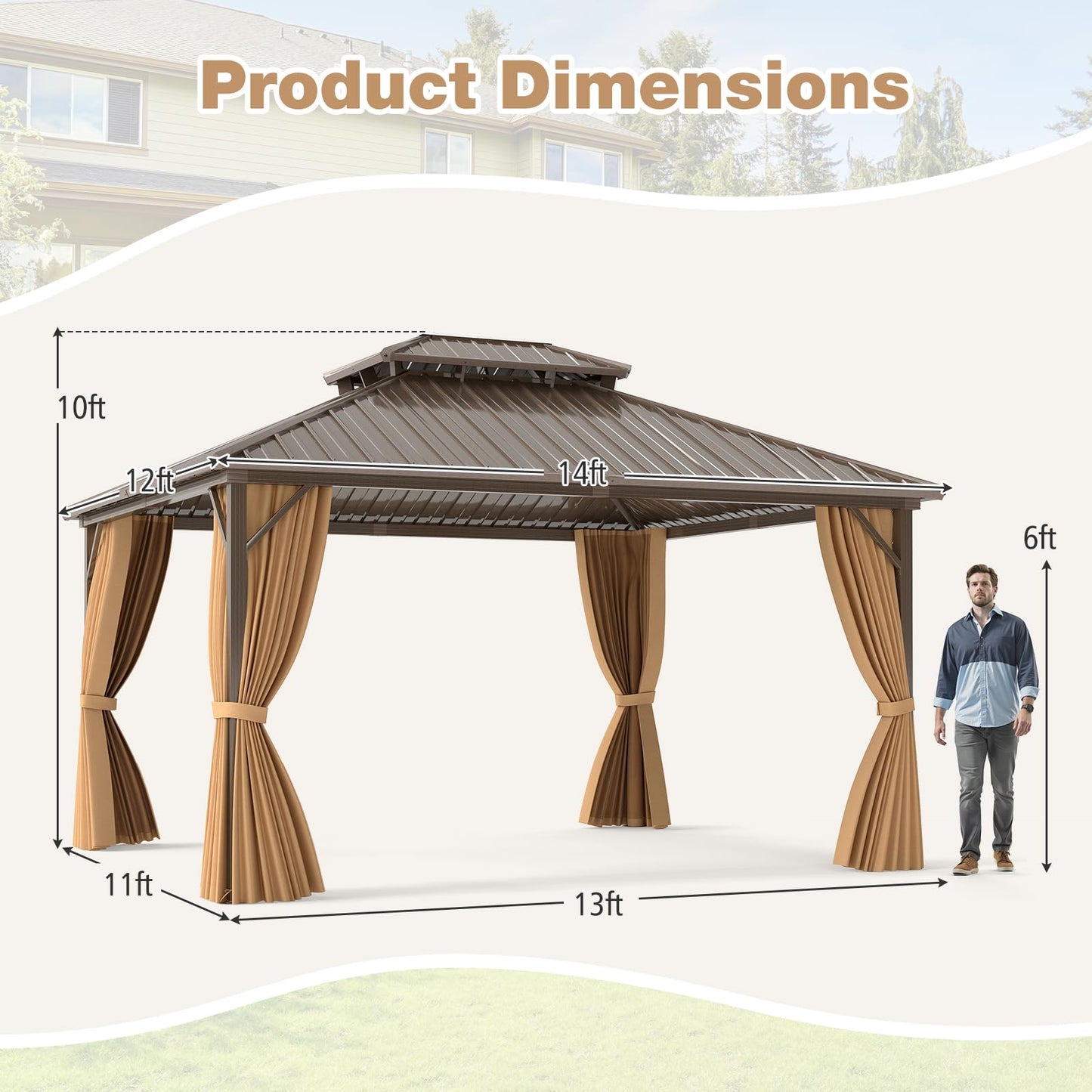 Tangkula 14 x 12 FT Hardtop Gazebo