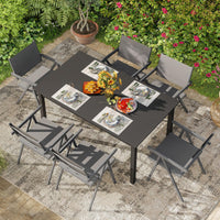 Tangkula Patio Chairs Set of 4 Outdoor Dining Chairs with Breathable Fabric Seat & Tilt Backrest