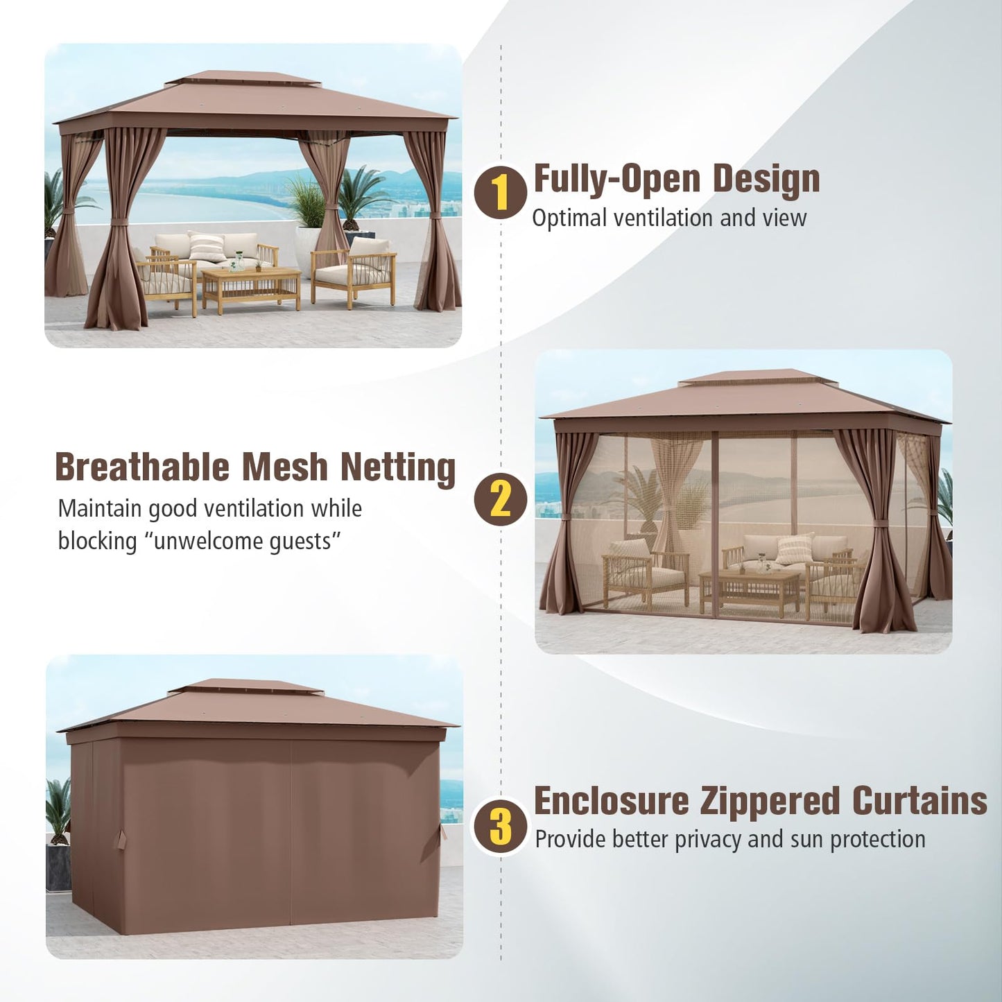 Tangkula 10x13 FT Outoor Gazebo Heavy-Duty Metal Frame