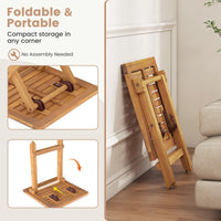 Tangkula Table d'appoint pliable d'extérieur en bois d'acacia avec pieds en X et plateau à lattes